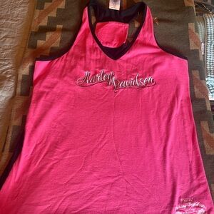 Harley Davidson racer back pink and black tank top large